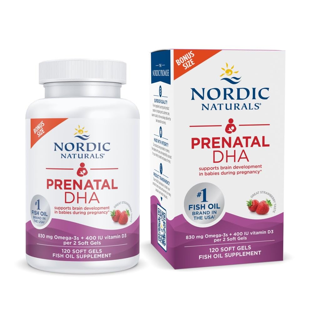 Nordic Naturals DHA Prénatal 120 gélules fraise packaging avant