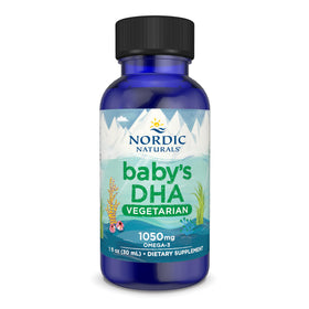 Nordic Naturals DHA Végétalien 1050 mg affiché sur une table