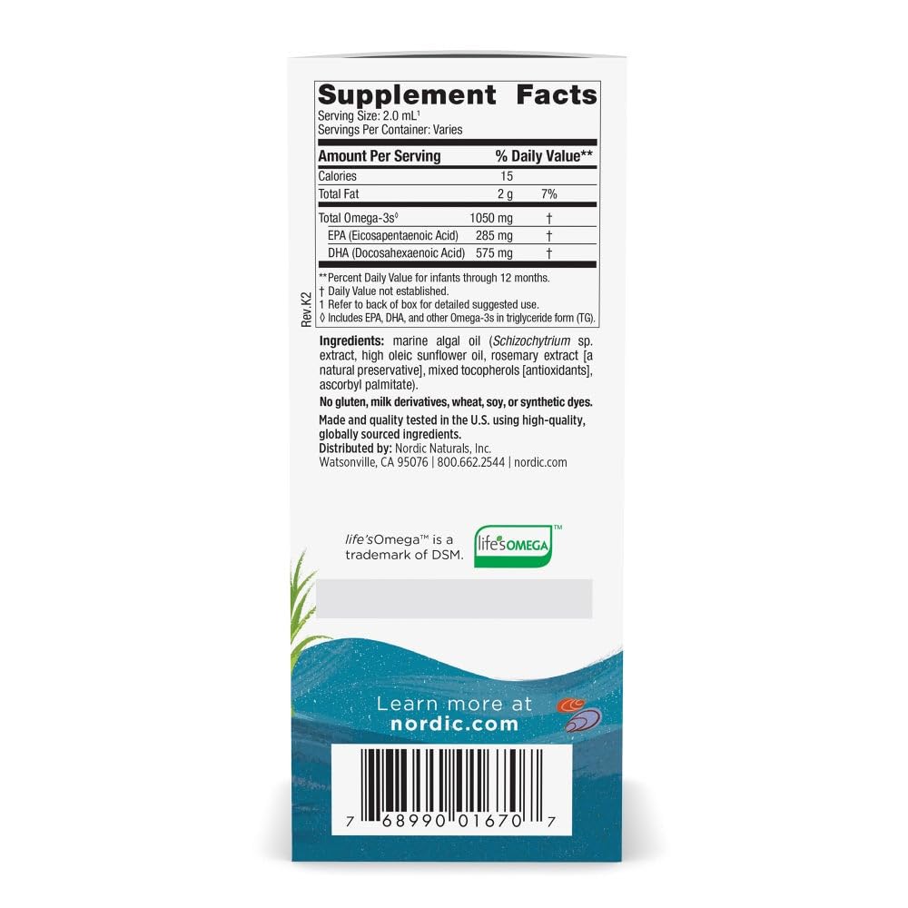 Nordic Naturals DHA Végétalien 1050 mg goutteur inclus