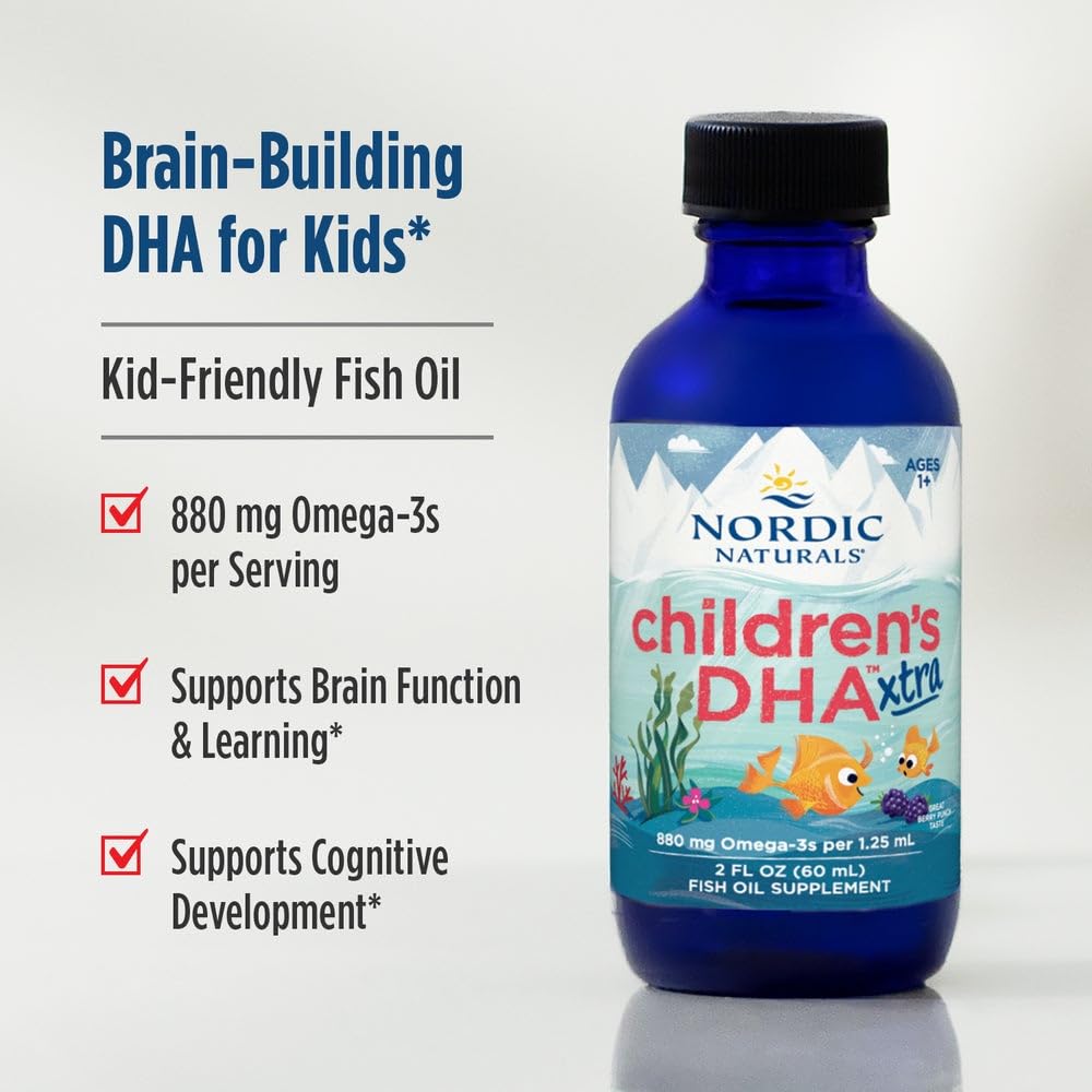 Nordic Naturals DHA Xtra Enfants avec bouchon et étiquette