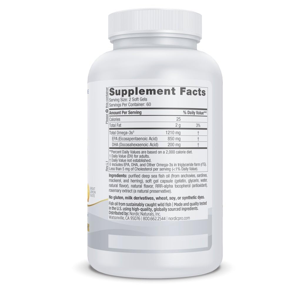 Nordic Naturals EPA Omega-3 1210 mg Citron, étiquette du produit