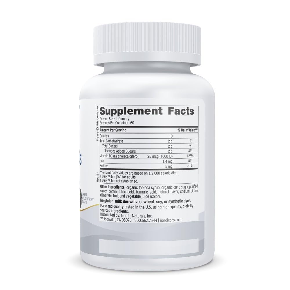 Nordic Naturals Gummies D3 1000 IU avec emballage