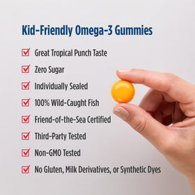 Nordic Naturals Gummies DHA Enfants, arrière de l'emballage