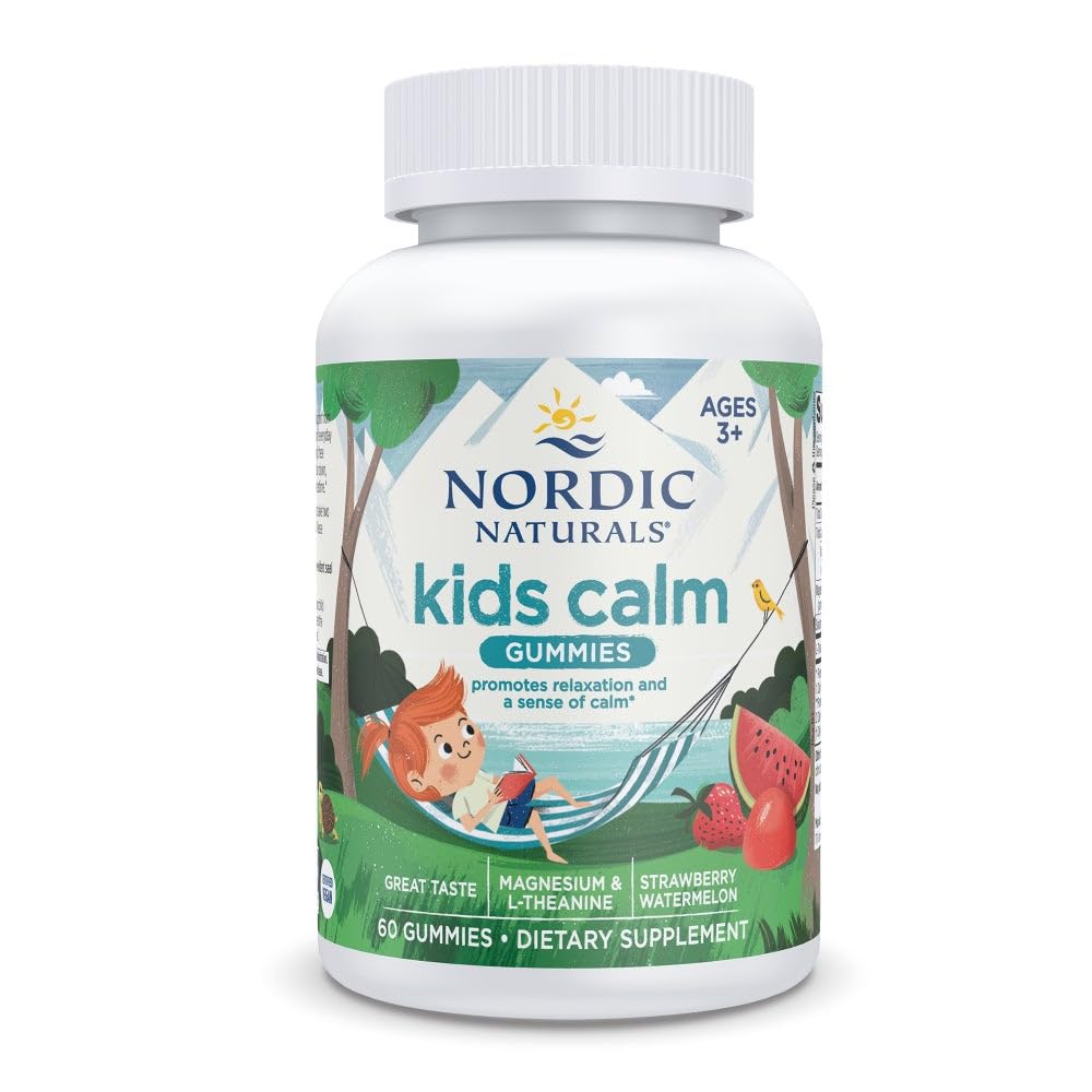 Nordic Naturals Kids Calm Gummies pot de 60 gummies à la fraise et pastèque