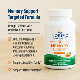 Nordic Naturals Memory Support ingrédients principaux sur l'emballage