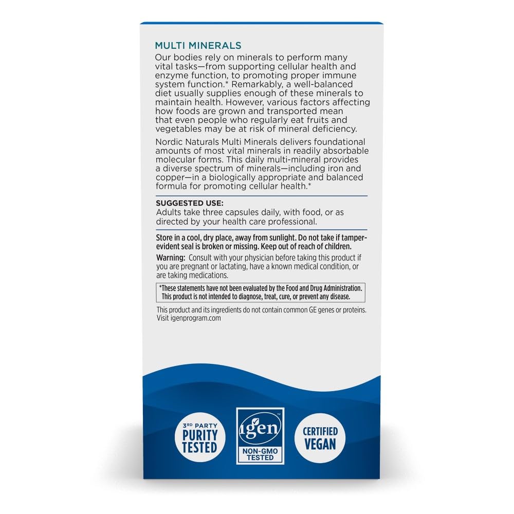 Nordic Naturals Multi Minéraux capsules avec d'autres produits en arrière-plan