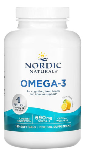 Nordic Naturals Omega-3 capsules avec étiquette visible
