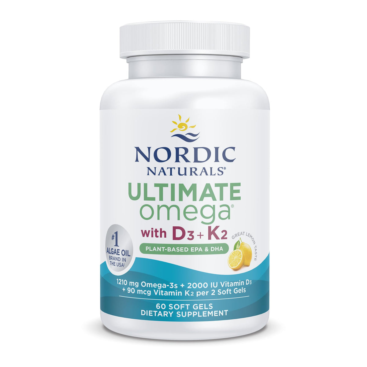 Nordic Naturals Omega-3 D3+K2 Végétal 1210mg gélules avant