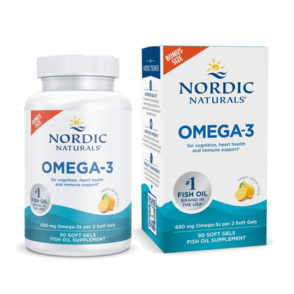 Nordic Naturals Omega-3 Huile de Poisson 690mg Citron - Flacon de 90 gélules