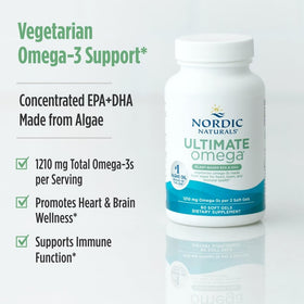 Nordic Naturals Omega-3 Végétal - gélules molles sur fond blanc