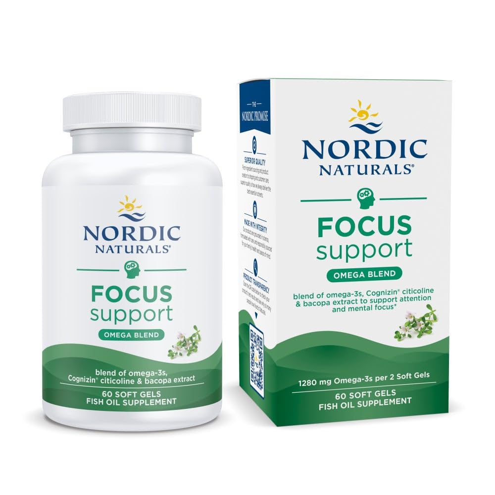 Nordic Naturals Omega Focus 1280mg gélules en citron, vue de face