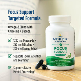 Nordic Naturals Omega Focus 1280mg gélules, présentation du flacon