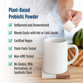 Nordic Naturals Poudre Prébiotique 204g en utilisation dans un verre d'eau