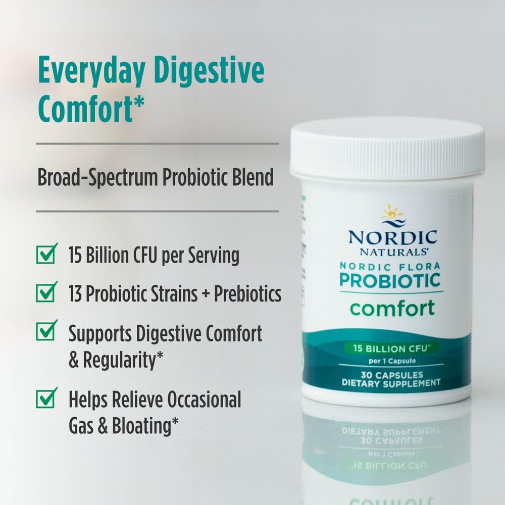 Nordic Naturals Probiotiques Flora Comfort étiquette avec ingrédients
