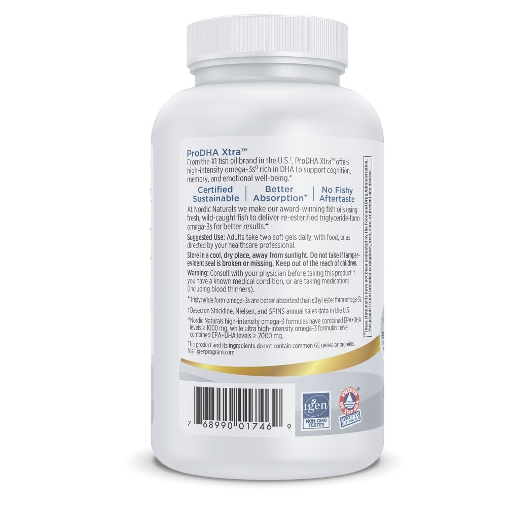 Nordic Naturals ProDHA 1000 comprimés sur fond blanc