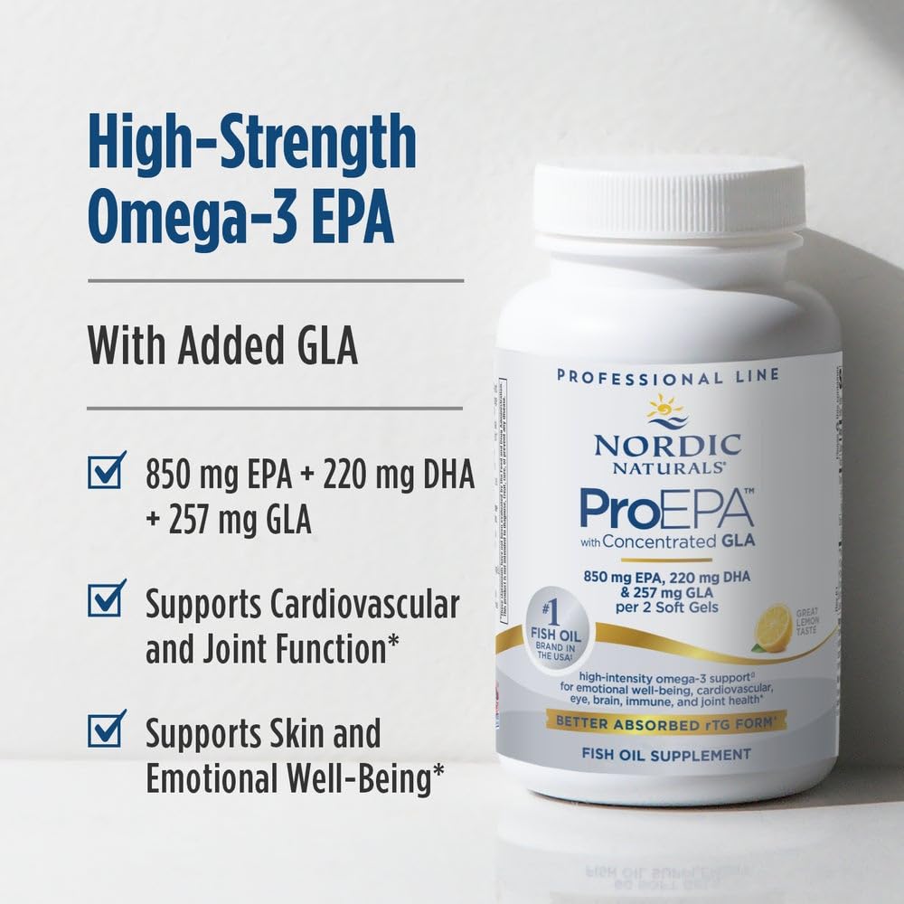 Nordic Naturals ProEPA GLA Citron, emballage avec informations nutritionnelles