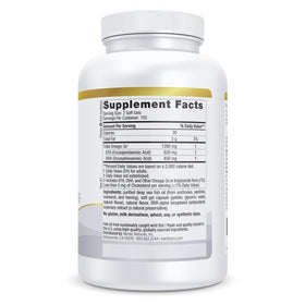 Nordic Naturals ProOmega 210 gélules souples, vue arrière avec informations nutritionnelles