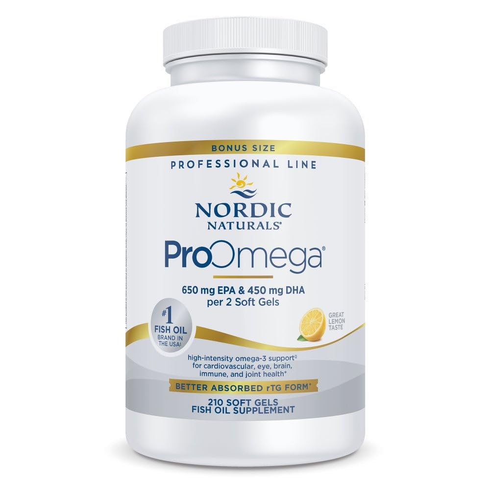 Nordic Naturals ProOmega 210 gélules souples, vue avant avec étiquette