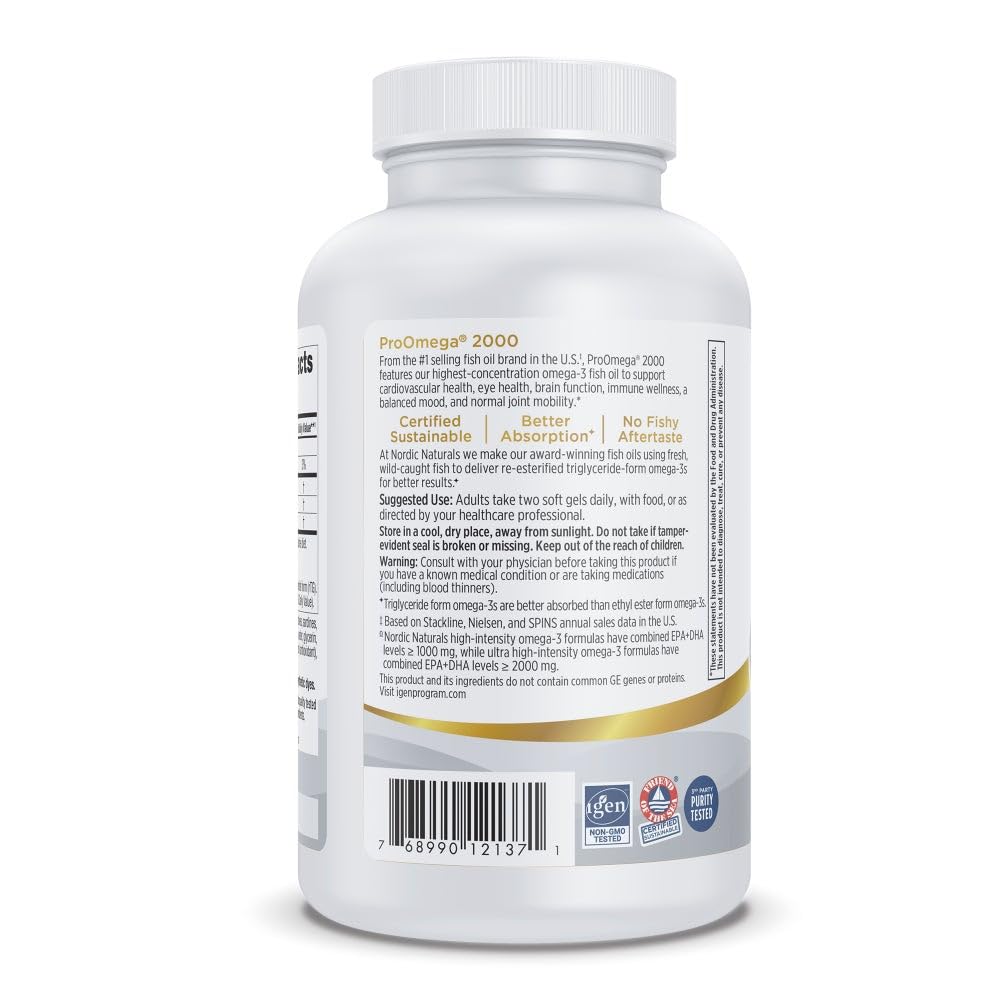 Nordic Naturals ProOmega-3 huile de poisson avec étiquette claire