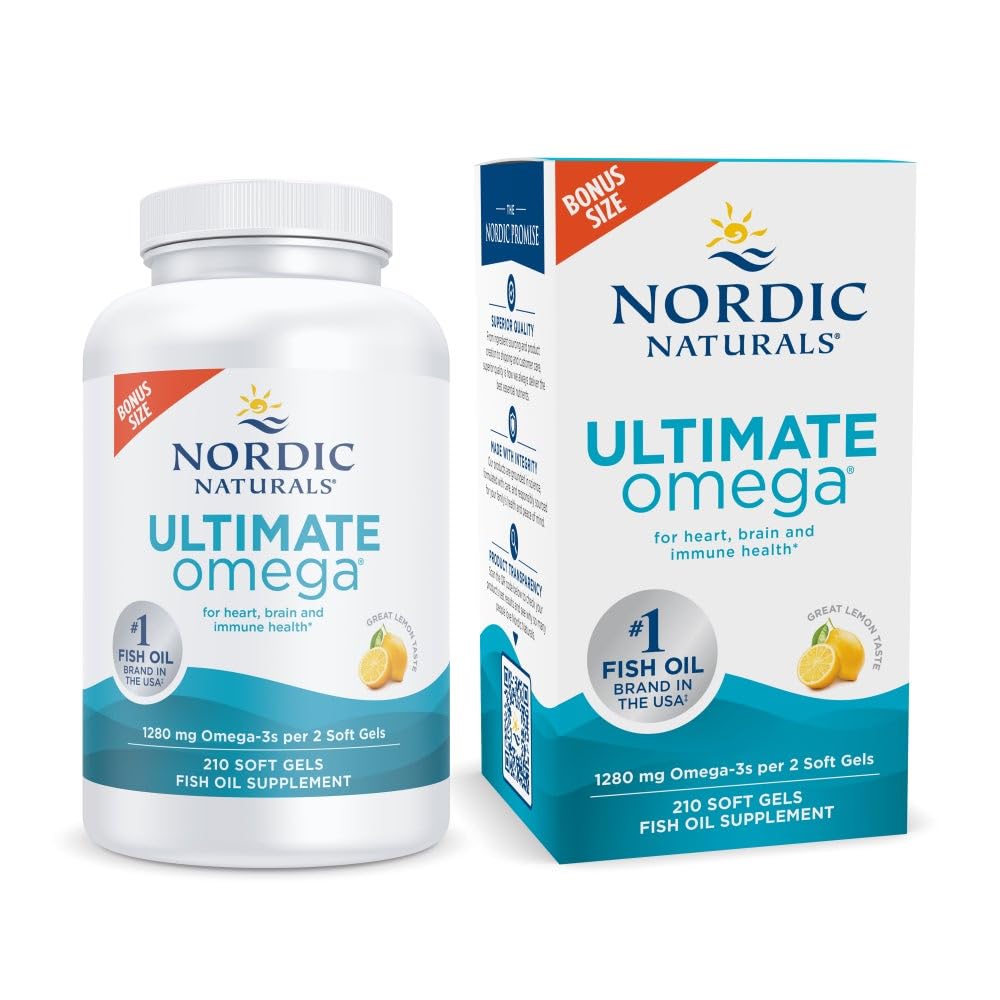 Nordic Naturals Ultimate Omega 1280mg gélules au citron, vue de face