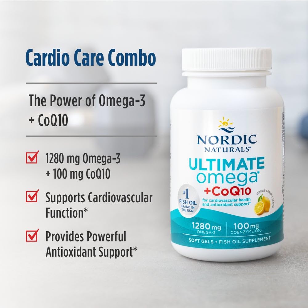 Nordic Naturals Ultimate Omega + CoQ10 120 capsules côté avec informations nutritionnelles