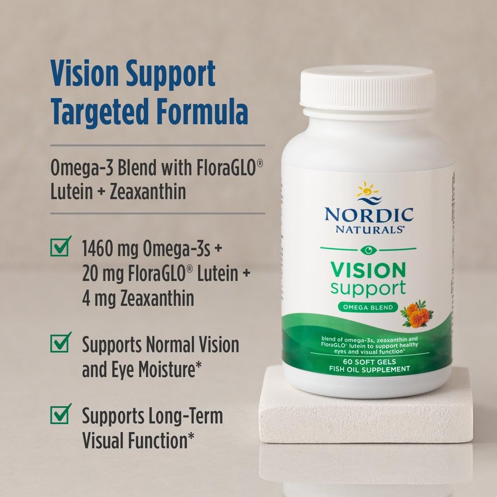 Nordic Naturals Vision Support vue latérale montrant les comprimés