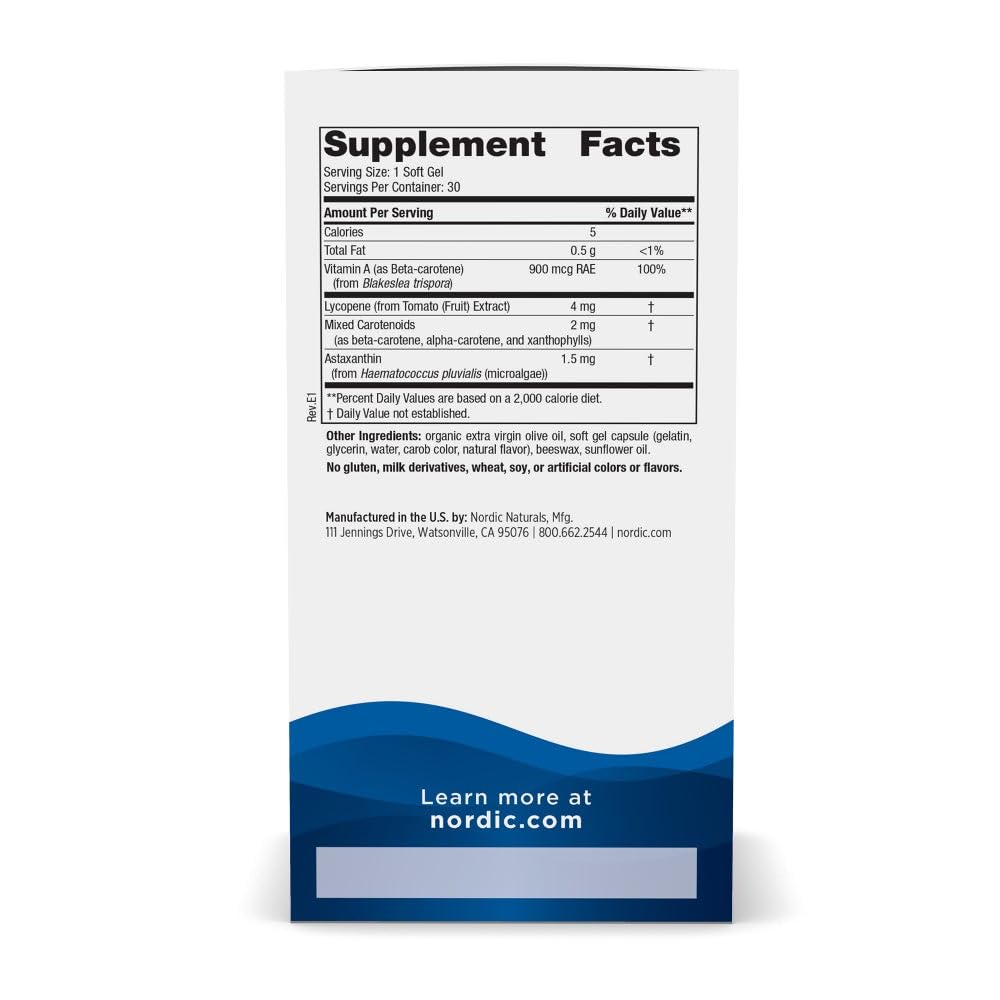 Nordic Naturals Vitamine A + Caroténoïdes gélules molles vue arrière