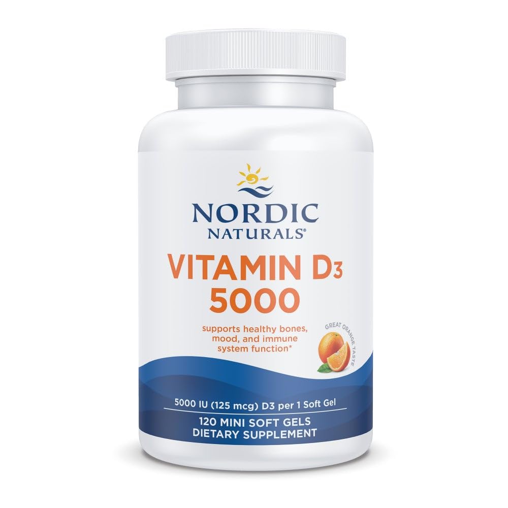 Nordic Naturals Vitamine D3 5000 IU 120 gélules miniatures orange