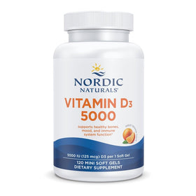 Nordic Naturals Vitamine D3 5000 IU 120 gélules miniatures orange