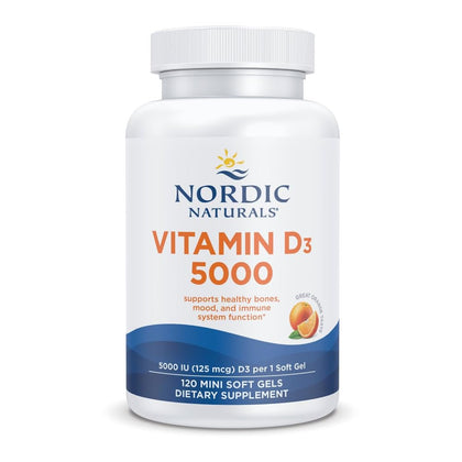 Nordic Naturals Vitamine D3 5000 IU 120 gélules miniatures orange