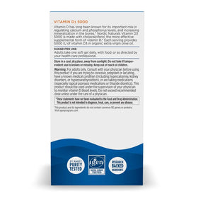 Nordic Naturals Vitamine D3 5000 IU 200 mini gélules orange - flacon sur une table