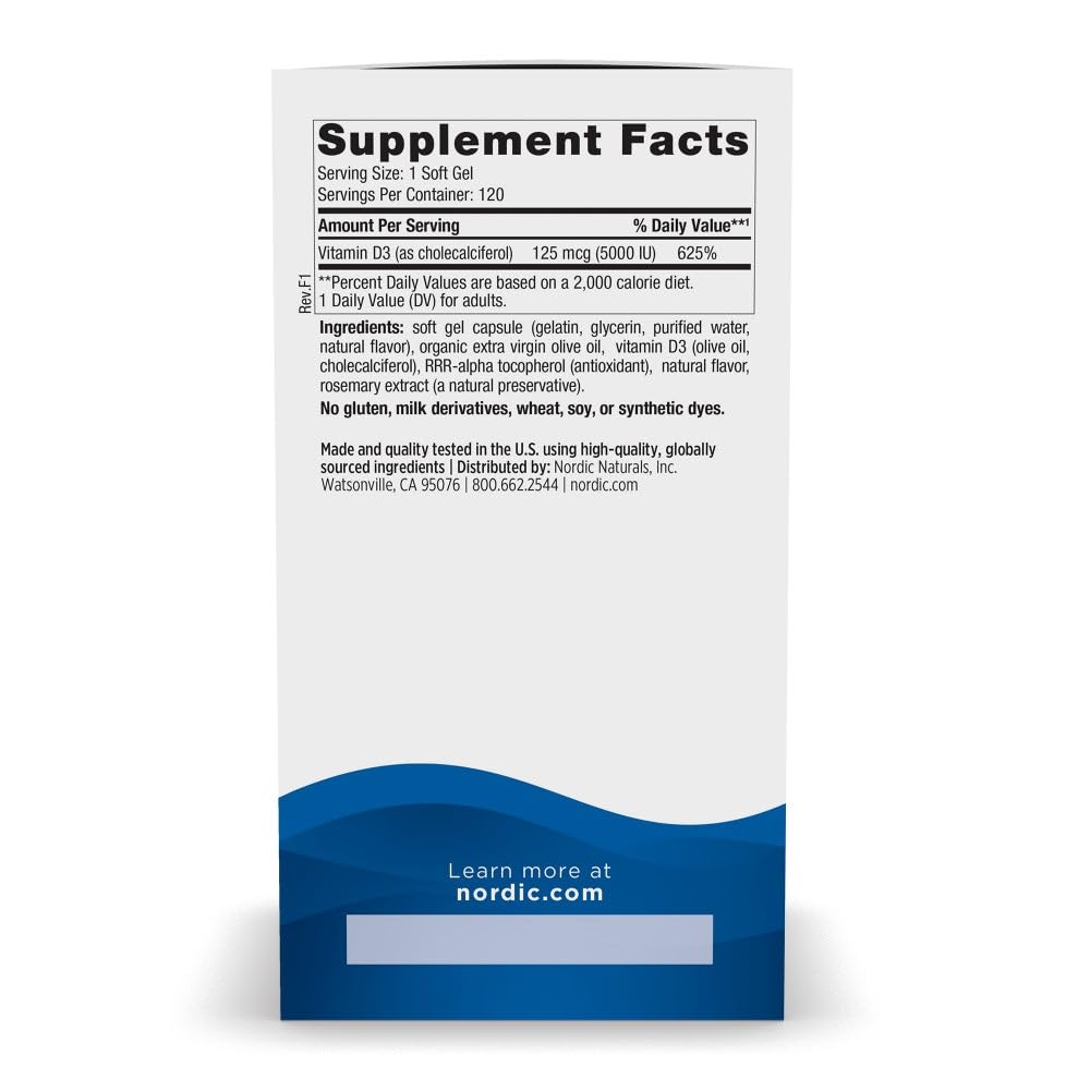 Nordic Naturals Vitamine D3 5000 IU gélules orange avec emballage