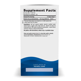 Nordic Naturals Vitamine D3 5000 IU gélules orange avec emballage