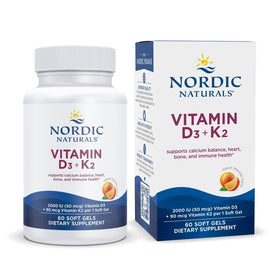 Nordic Naturals Vitamine D3 + K2 2000 UI gélules molles vue de face