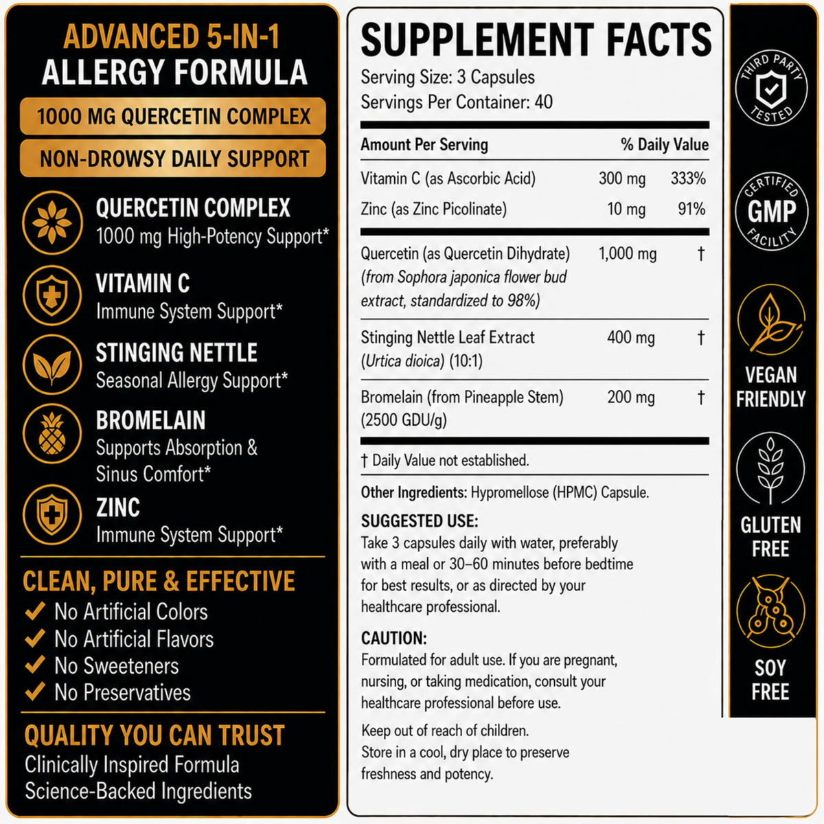 Norlevos Quercetin Complex 1000 mg capsules side view