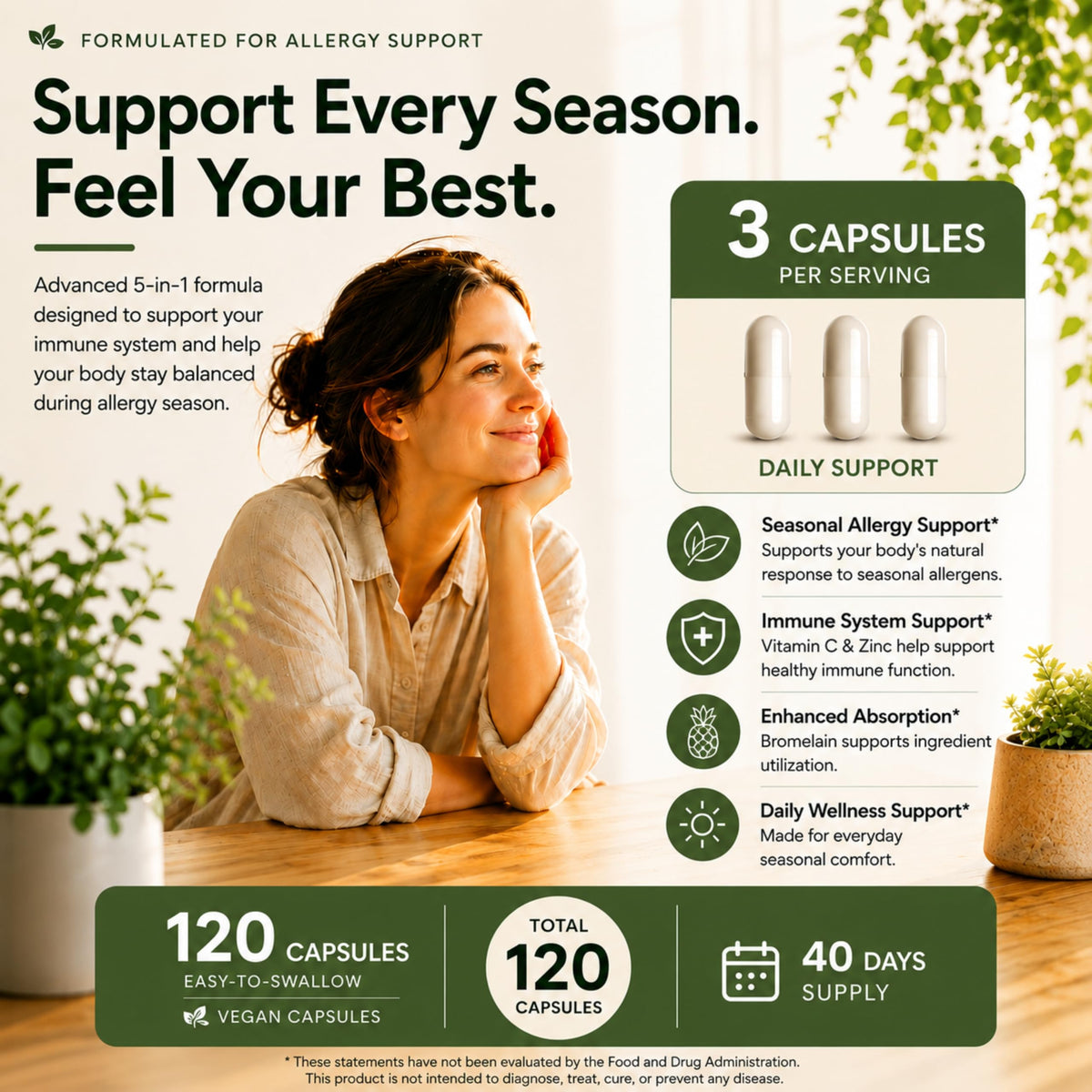 Norlevos Quercetin Complex 1000 mg capsules with a glass of water