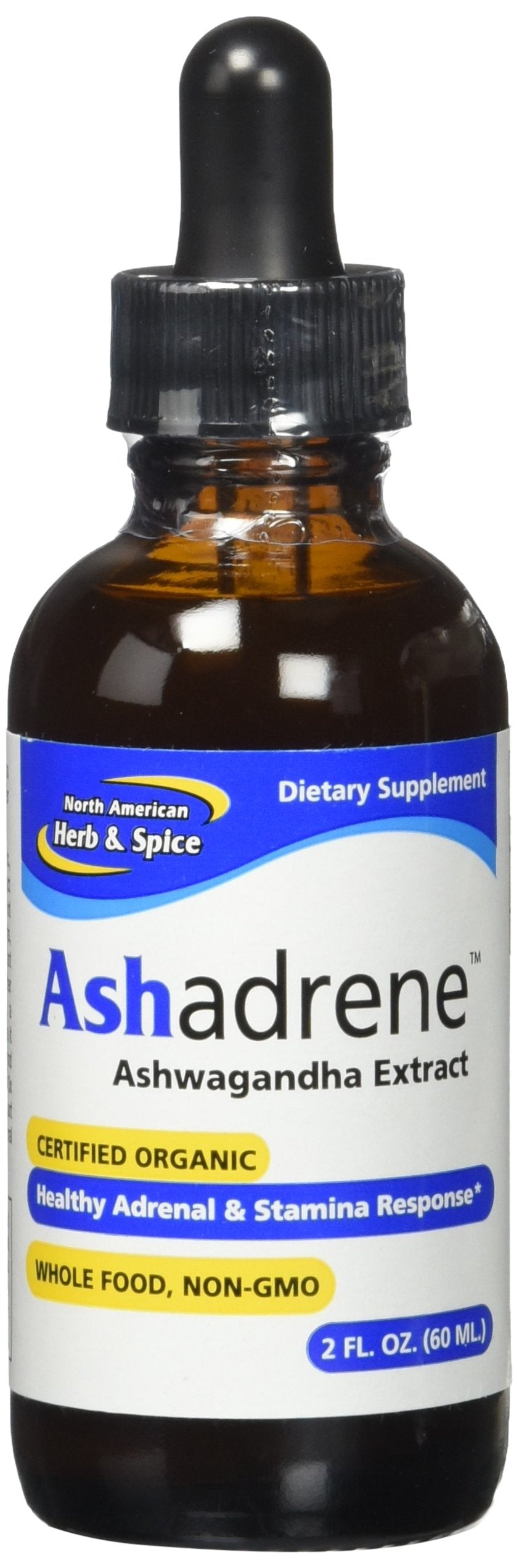 NORTH AMERICAN HERB & SPICE Ashadrene 60ml étiquette avec ingrédients