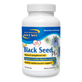 NORTH AMERICAN HERB & SPICE Black Seed Plus 90 capsules front view