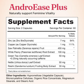 Nourished AndroEase Plus vue de côté avec dimensions du flacon