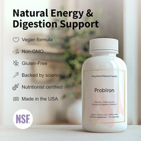 Nourished ProbIron capsules sur une table