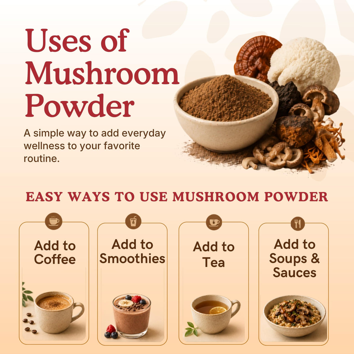 Nourishing Nutrients Complément Alimentaire Champignon 10 en 1 - ingrédients en gros plan