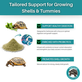 Nourriture pour tortues sulcata avec calcium et minéraux