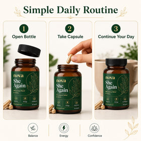 Nova Her Again capsules ouvertes montrant la taille