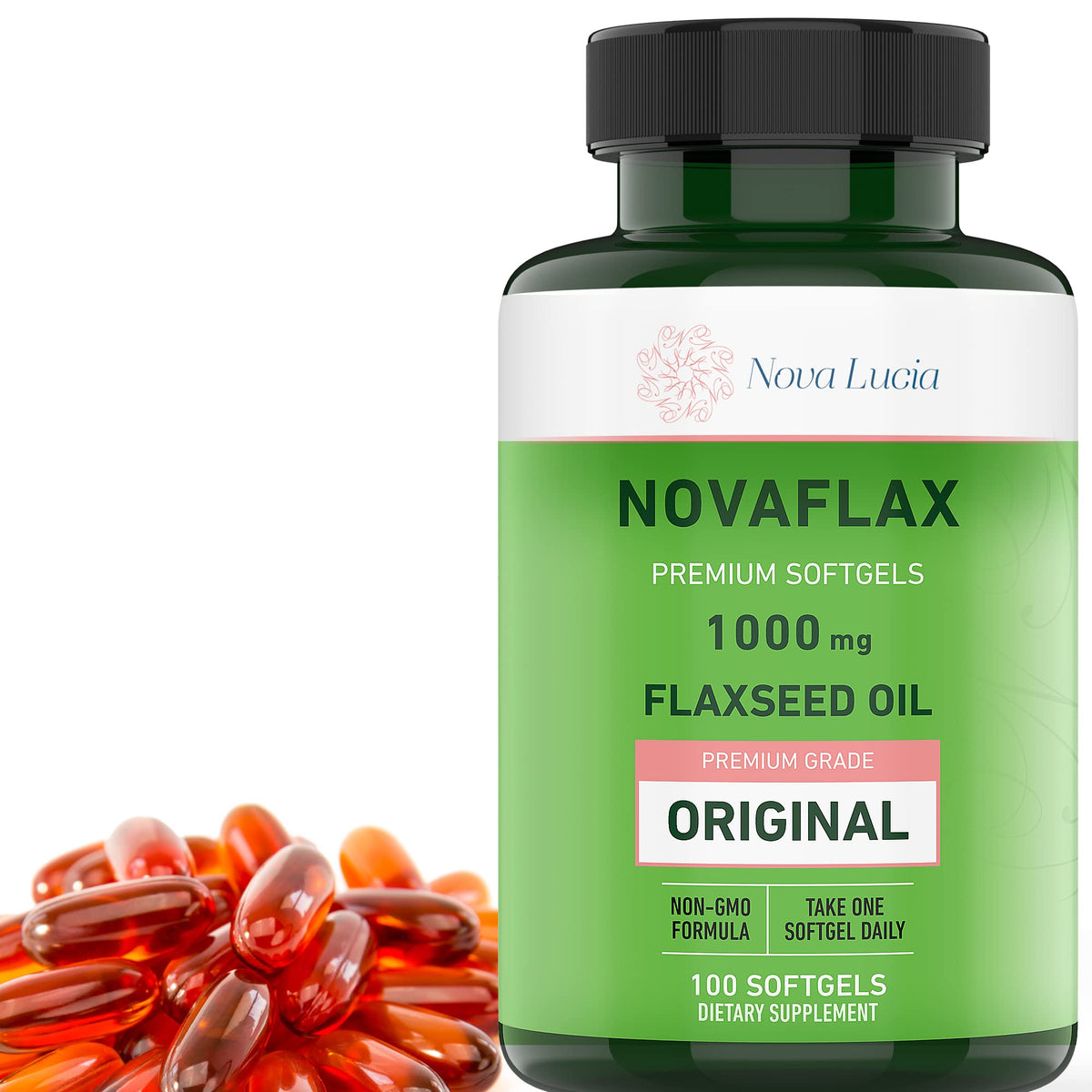 Nova Lucia Capsules d'Huile de Lin Bio 1000mg - vue de face