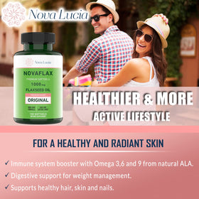Nova Lucia Capsules d'Huile de Lin Bio avec des éléments naturels