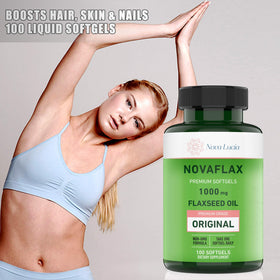 Nova Lucia Capsules d'Huile de Lin Bio sur un fond neutre