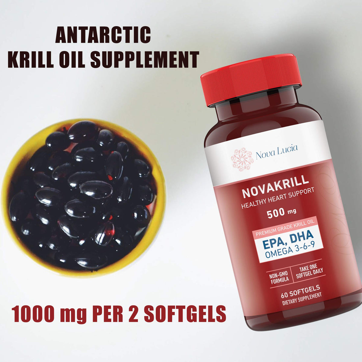 Nova Lucia Huile de Krill 1000 mg Capsules Liquides arrière