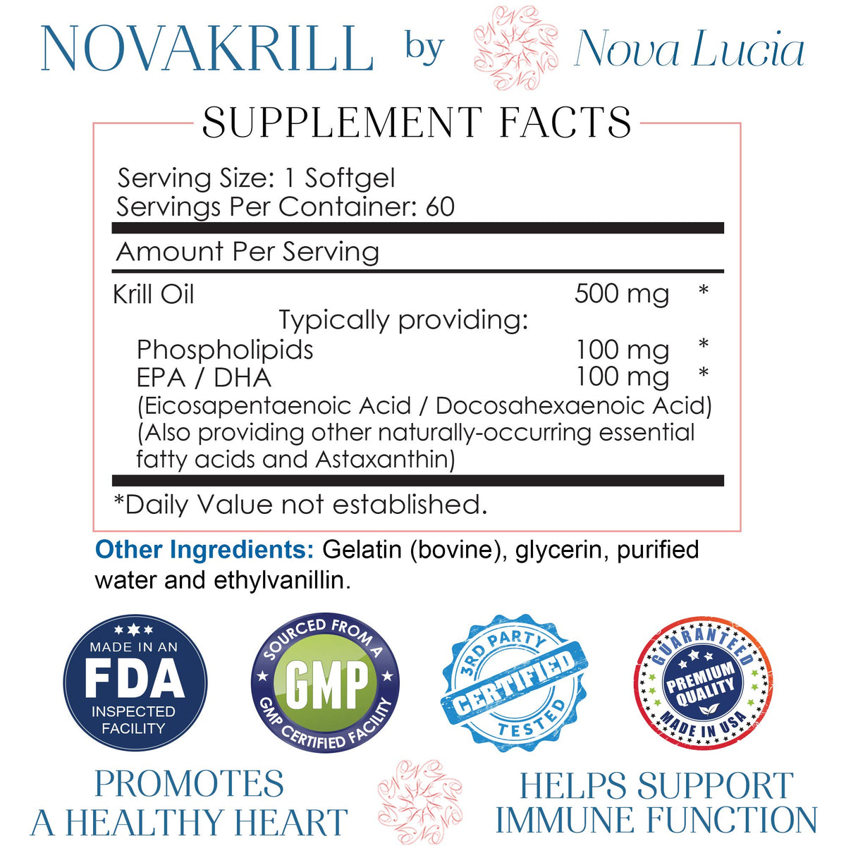Nova Lucia Huile de Krill 1000 mg Capsules Liquides côté