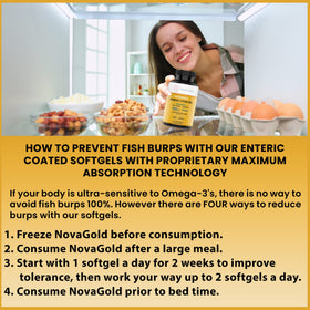 Nova Lucia Omega 3 capsules liquides avec étiquette de dosage