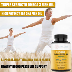 Nova Lucia Omega 3 capsules liquides avec un verre d'eau
